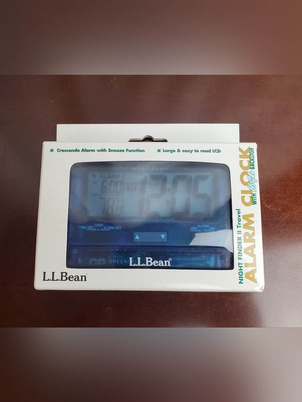 Rare VTG NOS Blue L.L. Bean Digital Travel Pocket Alarm Clock Illuminator WORKS!